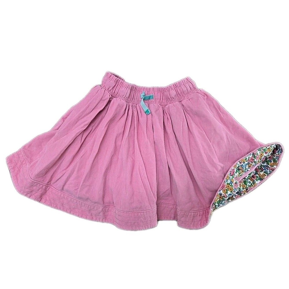 Mini Boden Pink Corduroy Twirl Skater Skirt Ditsy Floral Lined Girls 6-7 Pockets
